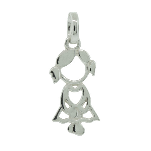 Pingente de Prata Menina 18x10mm