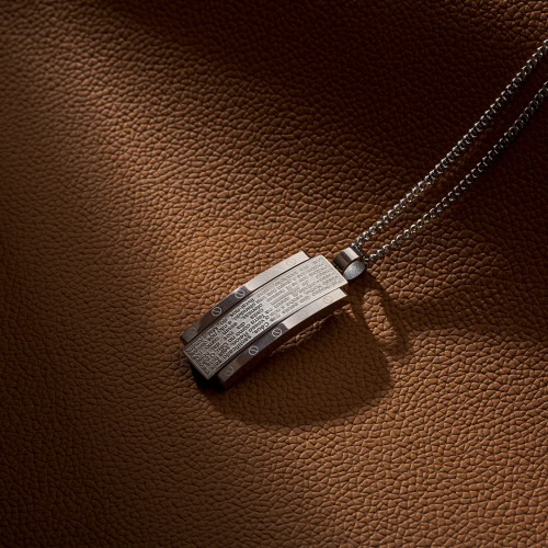 Pingente Aço Pai Nosso 45x15mm