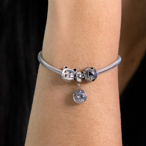 Berloque de Aço Separador Bubble Heart Coleção Steel Dreams