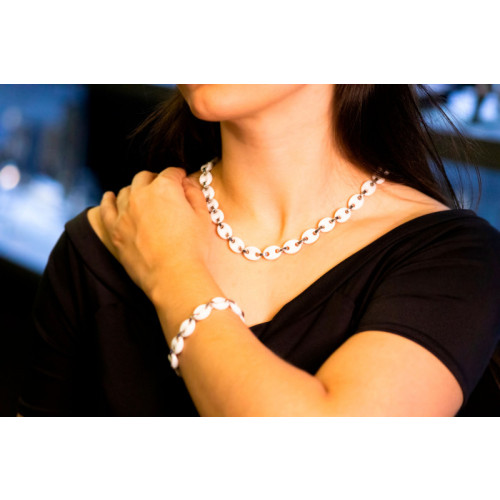 Pulseira de Aço Queen com Cerâmica 11mm 18cm