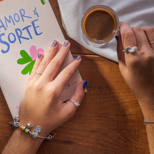 Anel de Prata Angel Wings Rainbow com Zircônias Colors