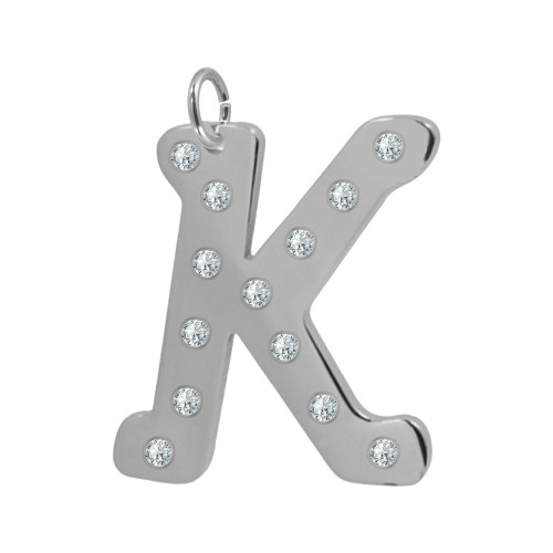 Pingente Aço Letra K com Zircônia