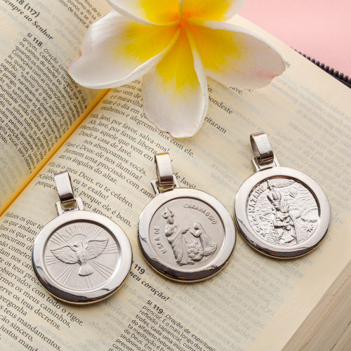 Pingente Aço NSra. de Nazaré Redondo 30mm