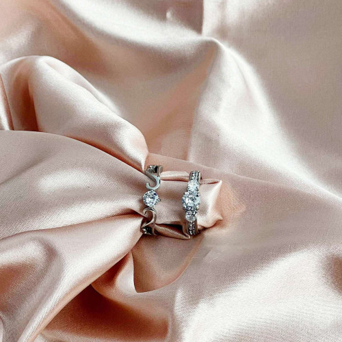 Anel de Aço Solitário Veneza com Zircônias