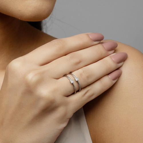 Anel de Aço Solitário Berlim Zircônia 3mm