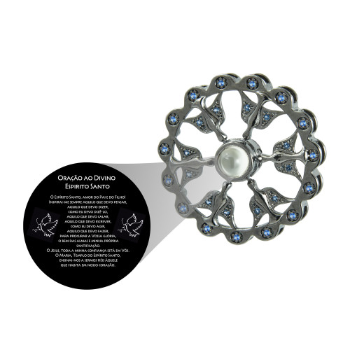 Pingente Prata c/ Ródio Negro Neo Crystal 6 Espirito Santo