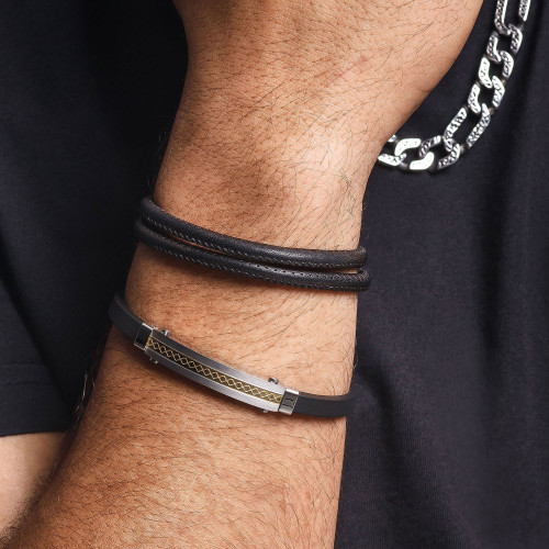 Pulseira Aço Caucciù Placa IPG 9mm