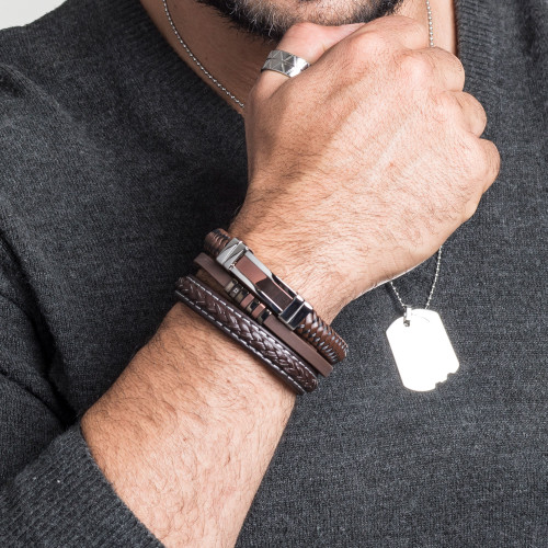 Pulseira Aço MV101 Caucciù Brown IPB e BR 6mm