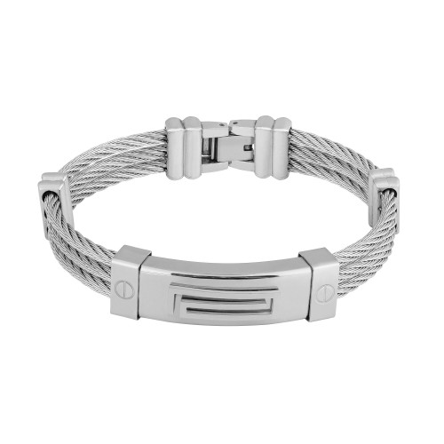 Bracelete de Aço Cabo Náutico Grego 12mm 21cm