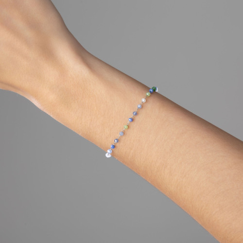 Pulseira de Aço Blue Summer 16cm com extensor 5cm