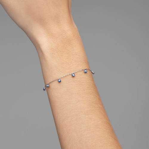 Pulseira de Aço Mistério Olho Grego 15cm com extensor 3cm