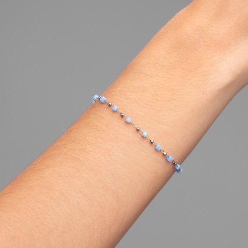 Pulseira de Aço Blue Summer 16cm com extensor 5cm