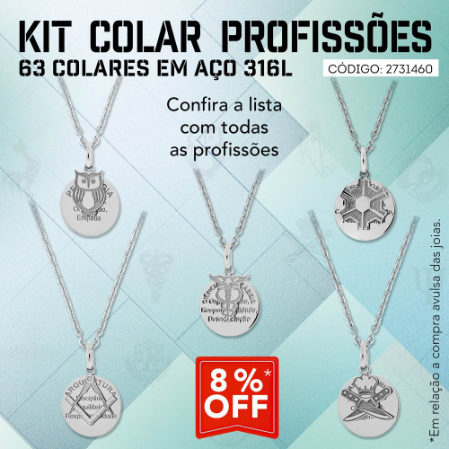 Kit Colar de Aço das 21 Profissões sendo 3 de cada
63 colares