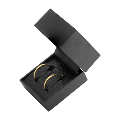 Par de Alianças de Aço Shine Gold IPG Brinde Porta- joias