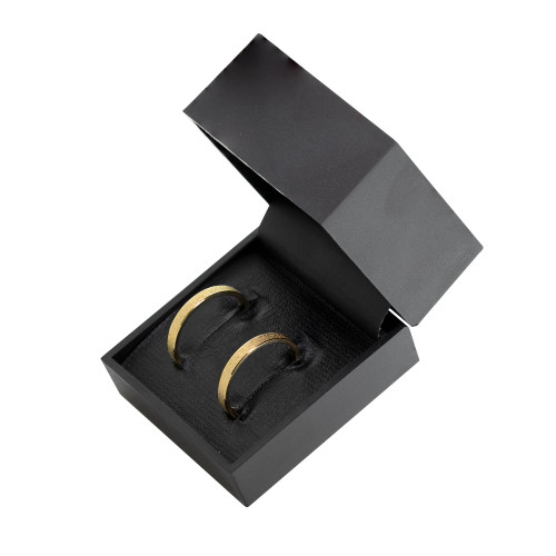 Par de Alianças de Aço Bright Gold IPG Brinde Porta-joias