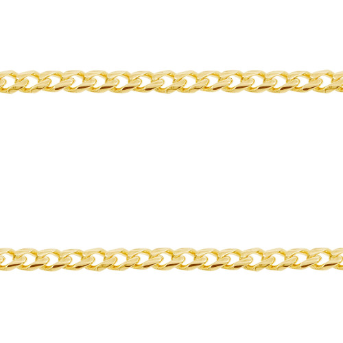 Pulseira Aço Groumet Achatada Abaulada 4.70mm 21cm Gold IPG