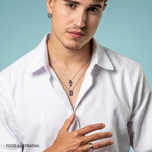 Escapulário Aço Cruz Romana Vazada 14x11mm 60cm