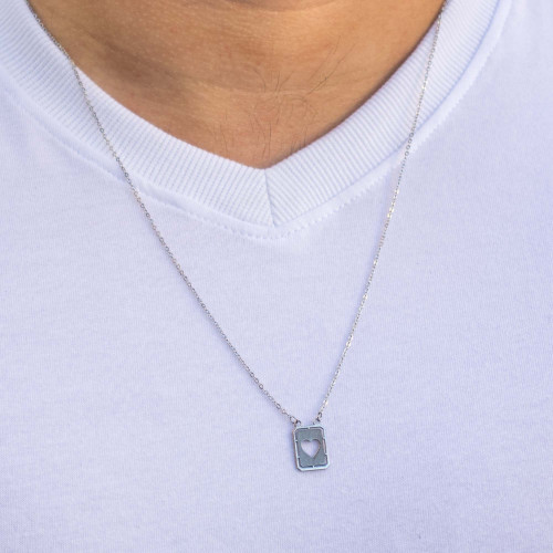 Escapulário de Aço Amor e Espírito Santo 14x11mm 60cm