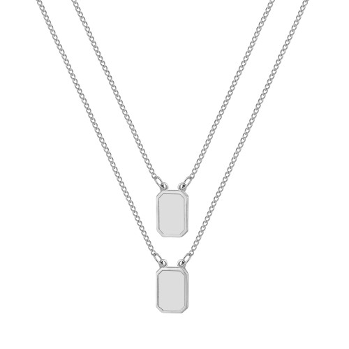 Escapulário de Aço Placa Lisa 10x7mm 70cm