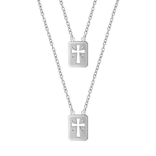 Escapulário de Aço Cruz Romana 14x11mm 65cm