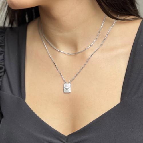 Escapulário de Aço Espírito Santo 14x11mm 65cm Corrente Veneziana