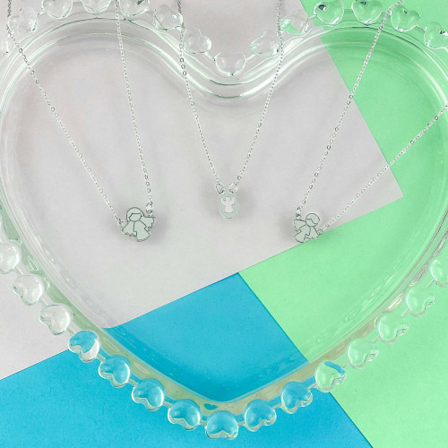 Escapulário de Aço Infantil Anjo da Guarda com Oração 10x6mm 37cm