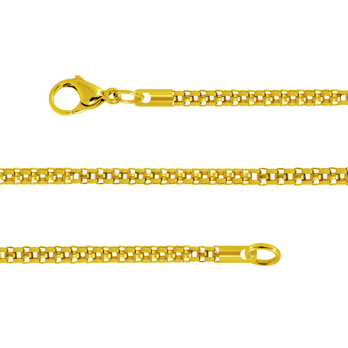 Pulseira de Aço Corea Fina 1.50mm 20cm Gold IPG