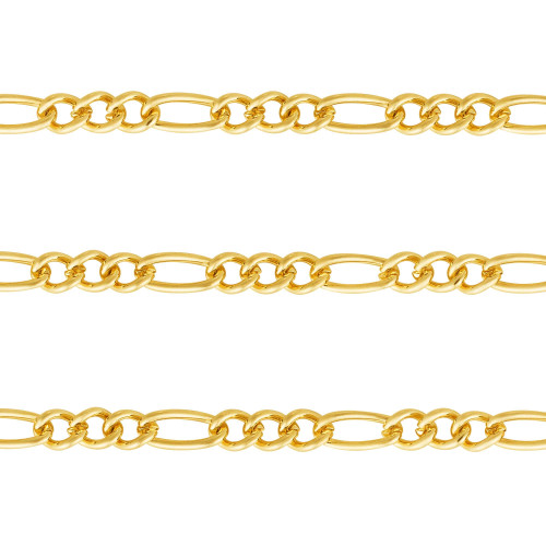Pulseira Aço Groumet 3x1 3.00mm 21cm Gold IPG