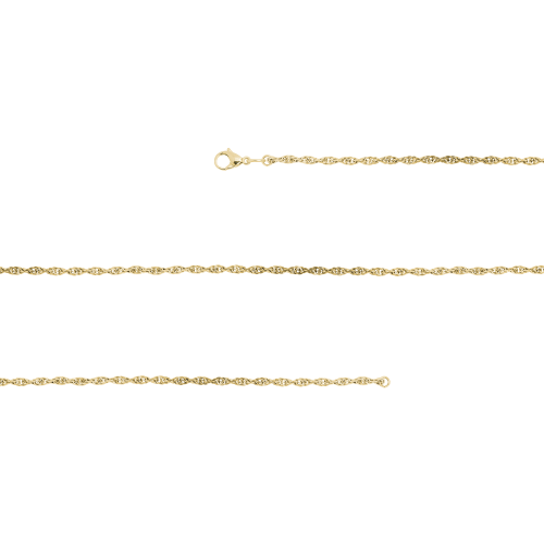 Corrente de Aço Singapura 3mm Elos Ovais Gold IPG 60cm