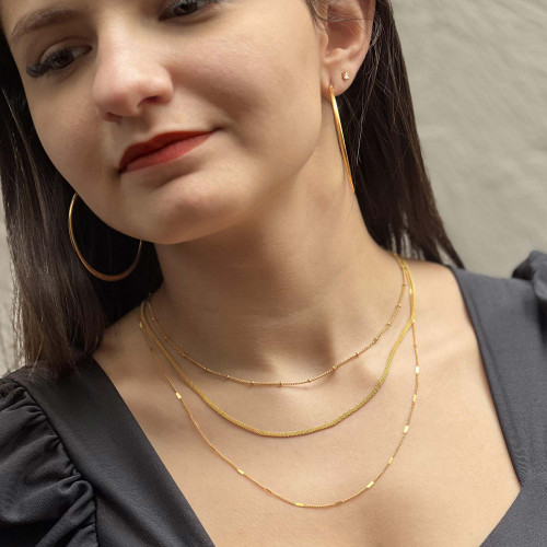 Colar de Aço Ayla Groumet Bolinha IPG 45cm