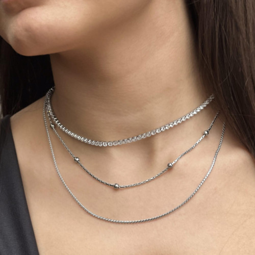 Colar de Aço Veneziana Bolinha 1.30mm 45cm