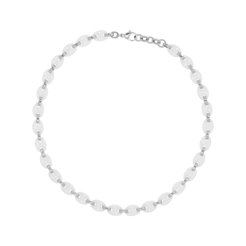 Pulseira Aço Elos Ovais com Cerâmica 11mm 20cm