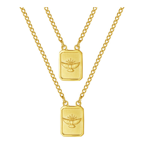 Escapulário de Aço Espírito Santo Gold IPG 14x11mm 60cm