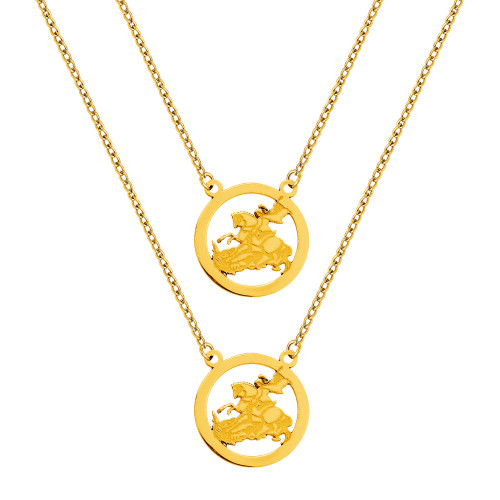 Escapulário de Aço São Jorge 60cm 15mm Gold IPG