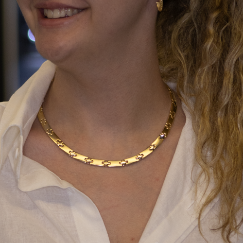 Corrente Aço Cruz 8mm 40cm Gold IPG