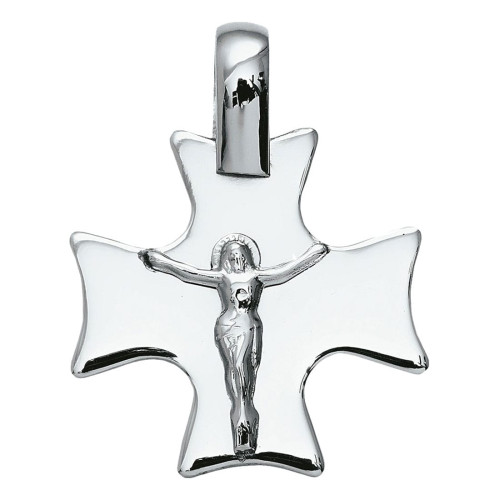 Pingente Aço Cruz Quadrada com Cristo 27x27mm