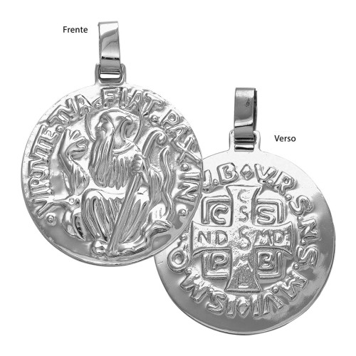 Pingente Aço São Bento Redondo 13mm