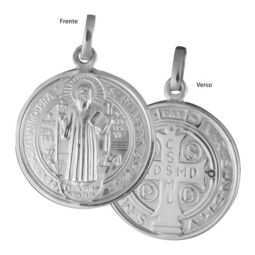 Pingente Aço São Bento em Pé Redondo 18mm