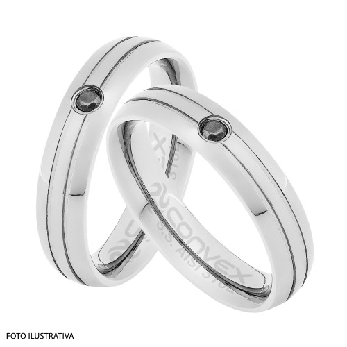 Aliança de Aço Iris com Filete Central Duplo e Zircônia Black 5mm