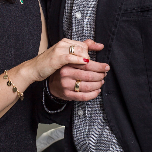 Par de Alianças de Aço Troya Dupla e Eros  Gold IPG