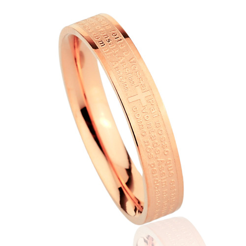 Anel de Aço Pai Nosso Rosé 4mm