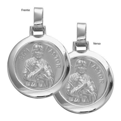 Pingente Aço Bom Pastor Redondo 30mm