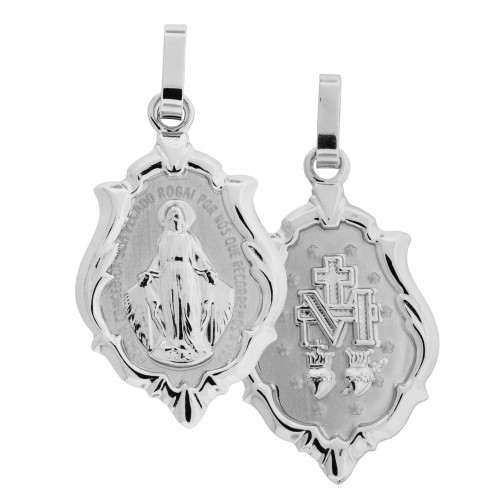 Pingente de Aço Medalha Milagrosa Ornato 50x30mm