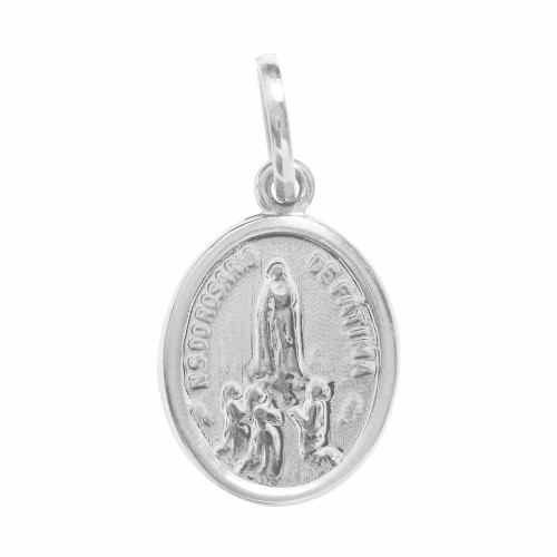 Pingente de Aço Nossa Senhora Rosário de Fátima Oval 15x12mm
