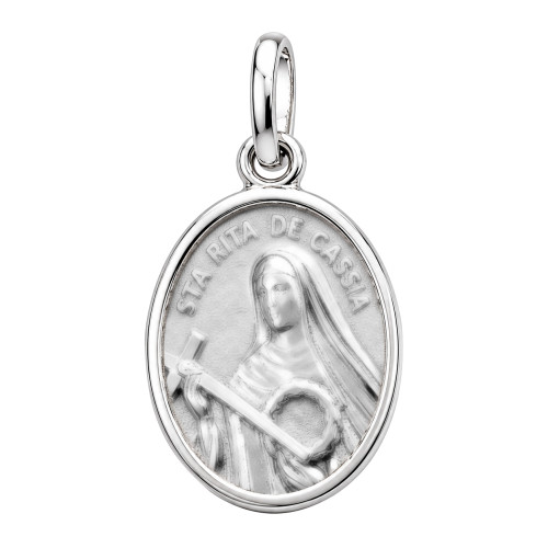 Pingente de Aço Santa Rita de Cássia Oval 15x12mm