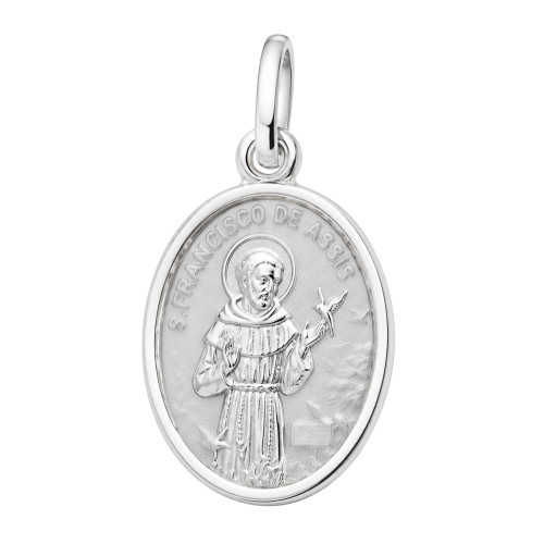 Pingente de Aço São Francisco de Assis Oval 15x12mm