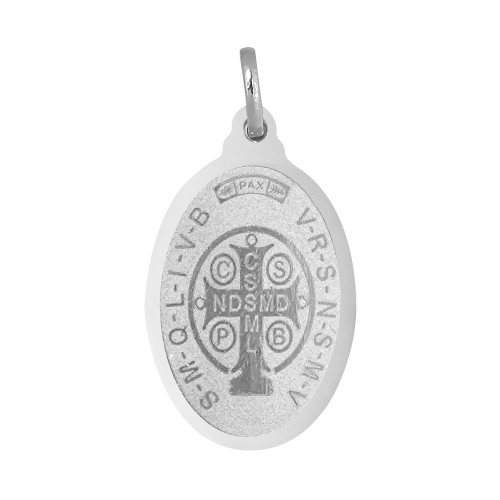 Pingente de Aço Oval São Bento Maciço 23x16mm
