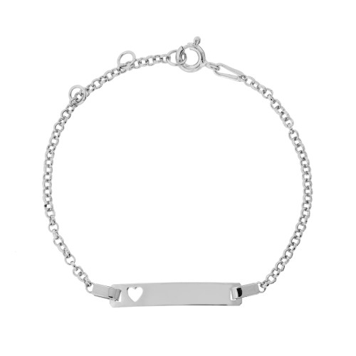 Pulseira de Prata Infantil Coração 14cm