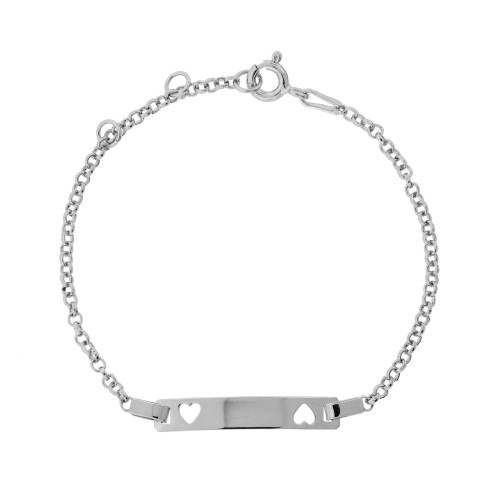 Pulseira de Prata Infantil Coração Duplo 14cm