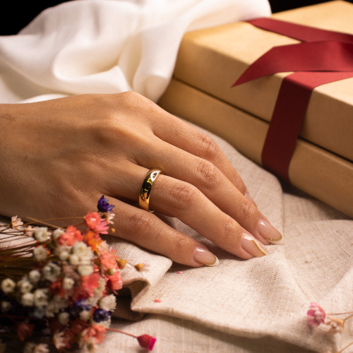 Aliança de Aço Goldness SE Dourada 5mm.